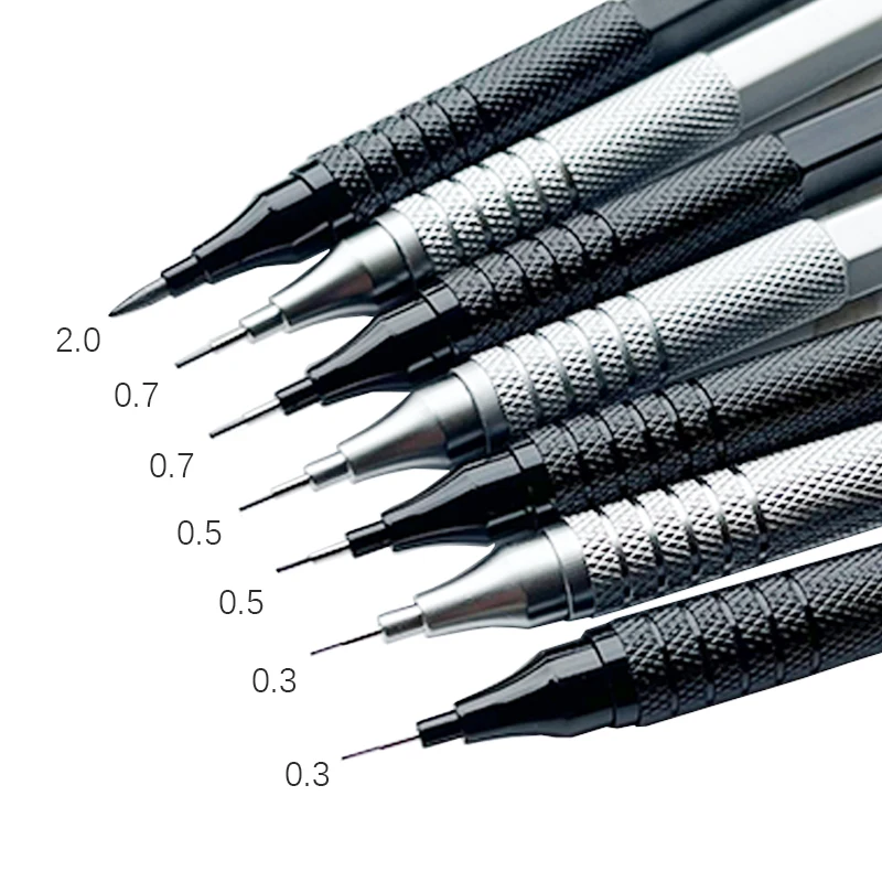 Ученически пособия 1бр 0.3/0.5/0.7/2.0 мм от центъра, специален метален молив за писане, Офис Низкоискусственный Механичен молив, гравитационный фигура . ' - ' . 0