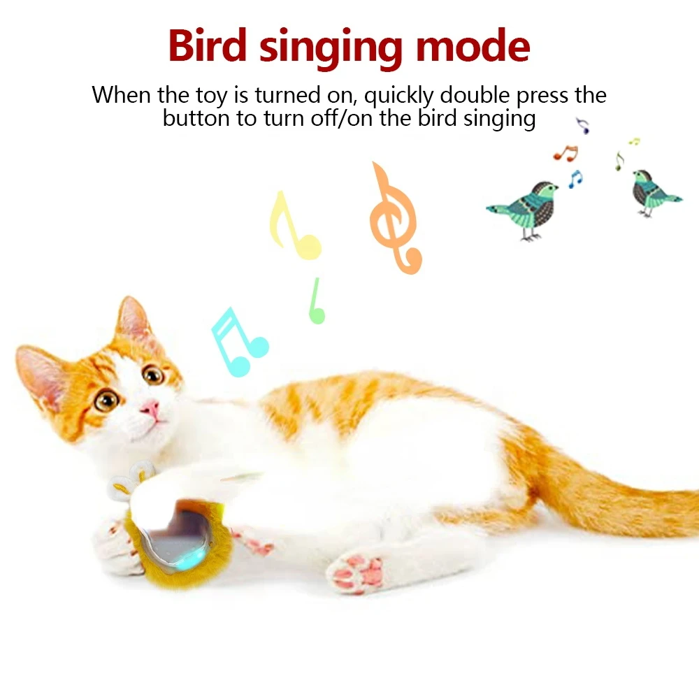 Електрическа интерактивна играчка за котки с led подсветка, сладък плюшен играчка за котки с пеене на птици . ' - ' . 2