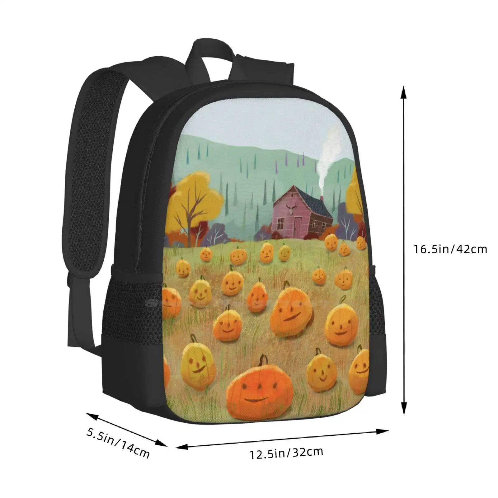 Щастливо тиква поле-илюстрация на Хелоуин, лидер на продажбите, модни чанти за раници, детски октомври есента сезон на Хелоуин, есенни цветове . ' - ' . 2