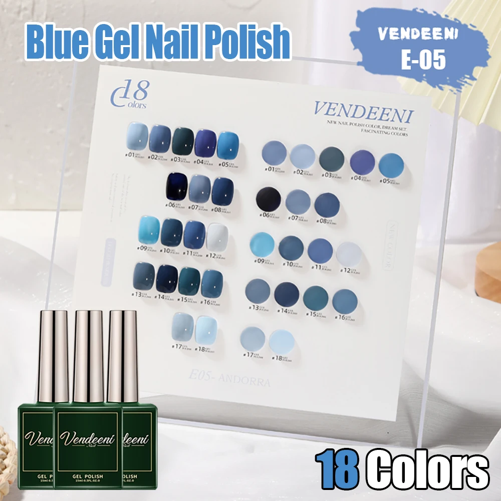 Vendeeni 18 Цвят Сив Син Гел-лака за нокти Студено Цветен Гел-лак за дизайн на ноктите Полупостоянный UV-led Гел-лак 15 мл . ' - ' . 0