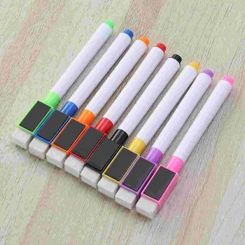8 бр. многофункционални цветни преносими маркери за деца, маркери 8 цвята, магнитна писалка за бяла дъска, маркери, сухо изтриване