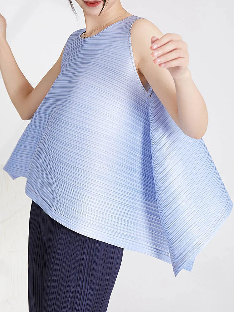 Eshin, Свободна Плиссированная Тениска За Жени, Лято 2023, през Цялата Деколте, Без ръкави, Обикновена Ежедневни Блузи Y2k, Дамски дрехи TH2470 . ' - ' . 3