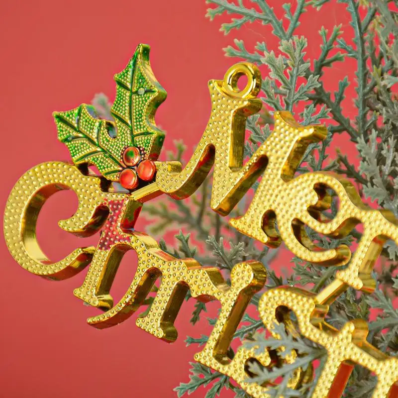 Весела Коледа, Подвесная Вратата, Празнична украса, Златисто-Сребрист 3D Окачен знак, Коледа . ' - ' . 1