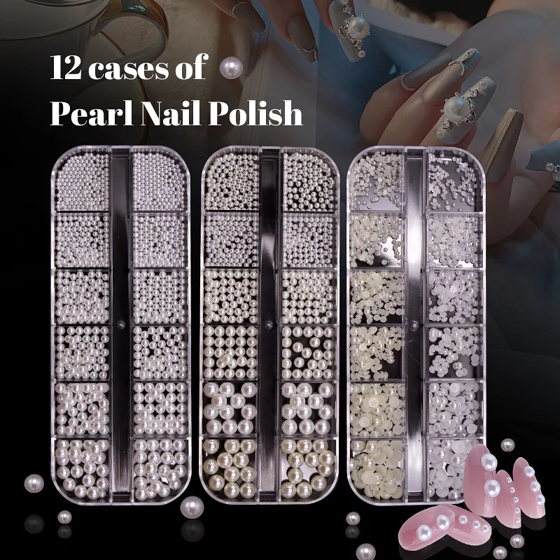 Смесени Размери Бели Уши за дизайн на ноктите Половинный Перли 3d Мъниста за Декорация на нокти кристали САМ Салон за Красота с Маникюр за Доставка на Японски . ' - ' . 0