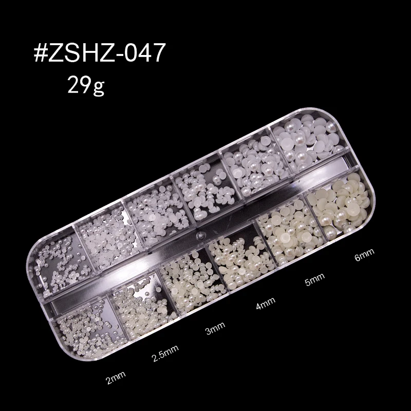 Смесени Размери Бели Уши за дизайн на ноктите Половинный Перли 3d Мъниста за Декорация на нокти кристали САМ Салон за Красота с Маникюр за Доставка на Японски . ' - ' . 5