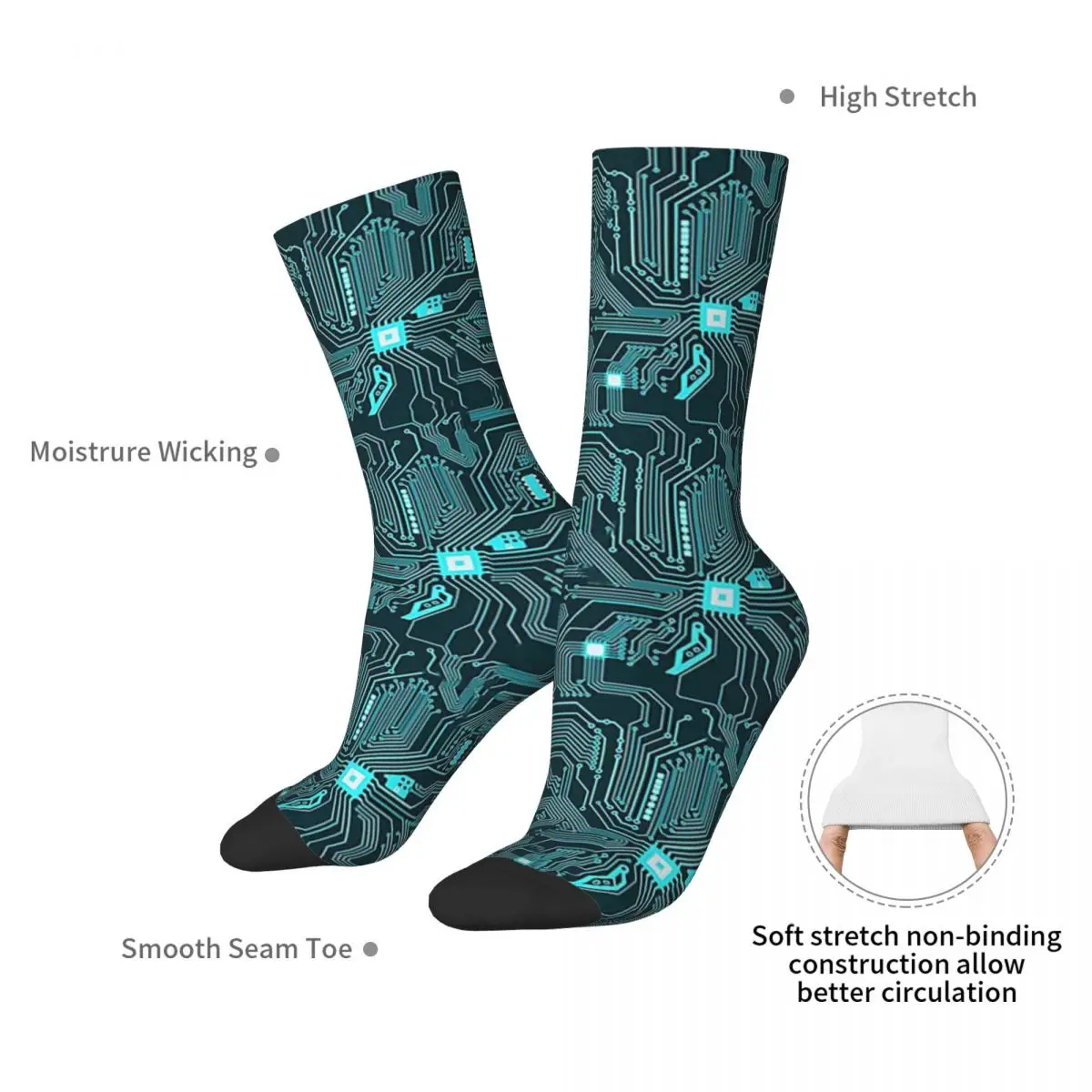 Сини чорапи с печатна платка, абсорбиращи потта чорапи в стил Харадзюку, всички Чорапи за мъже, подарък за жена за рожден ден . ' - ' . 1