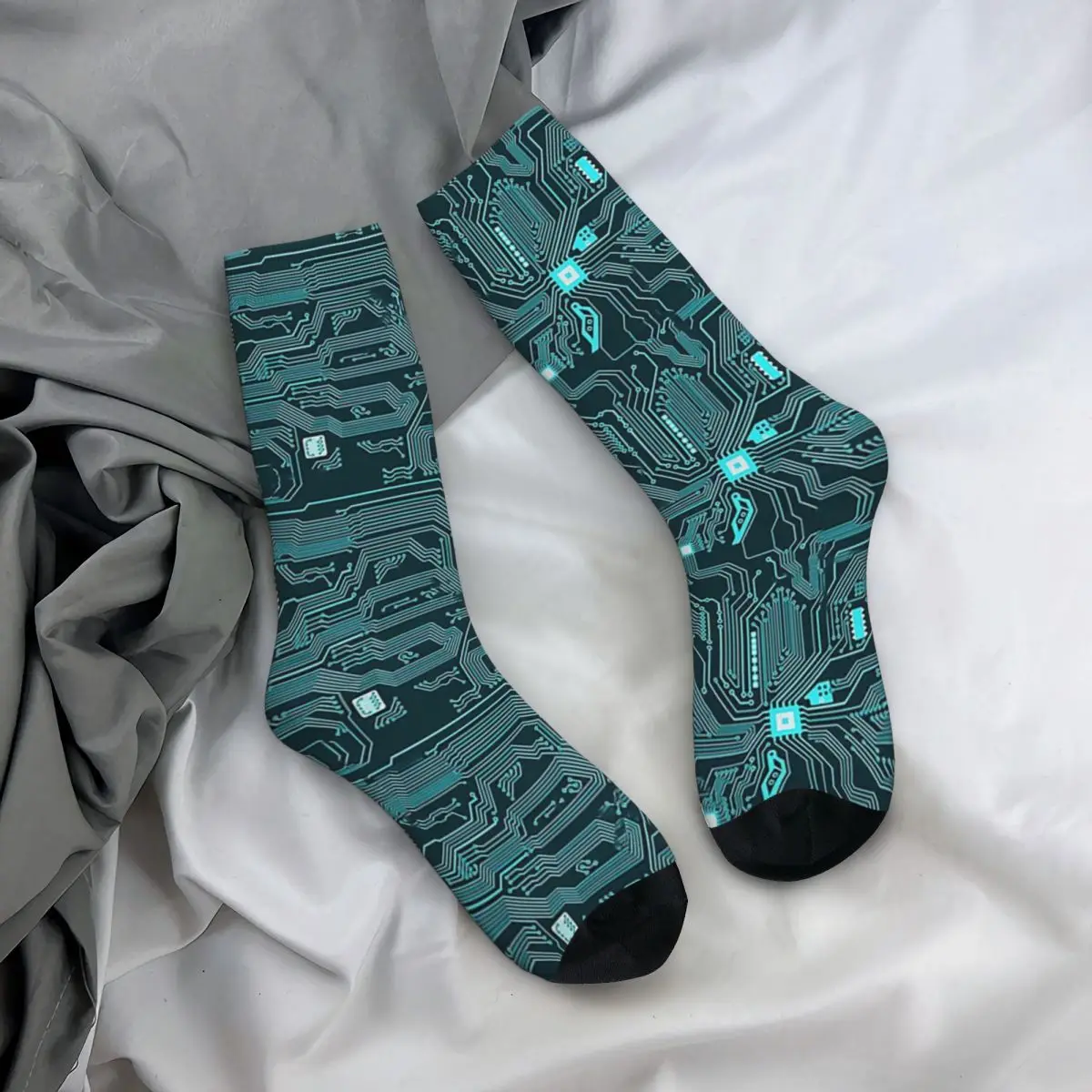 Сини чорапи с печатна платка, абсорбиращи потта чорапи в стил Харадзюку, всички Чорапи за мъже, подарък за жена за рожден ден . ' - ' . 3