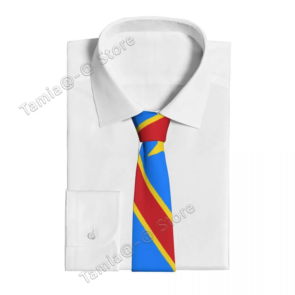 Флаг Конго, Киншаса, Заир, Вратовръзка, Тънка Вратовръзка от Полиестер Ширина 8 см, Аксесоари за Мъжки Костюми на Шийката на носна Кърпичка, Аксесоари за Сватба, Подарък . ' - ' . 2