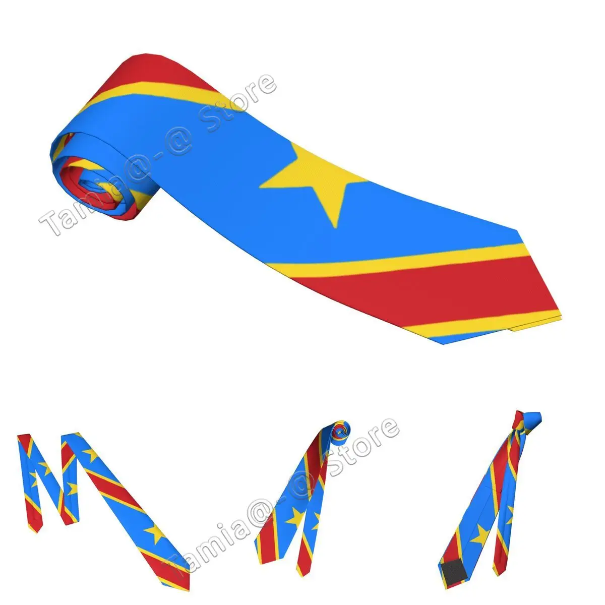 Флаг Конго, Киншаса, Заир, Вратовръзка, Тънка Вратовръзка от Полиестер Ширина 8 см, Аксесоари за Мъжки Костюми на Шийката на носна Кърпичка, Аксесоари за Сватба, Подарък . ' - ' . 3