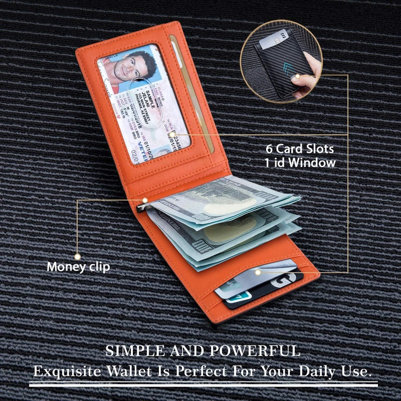 Нов RFID-противоугонный държач за карти, изработени от въглеродни влакна, мультикарточник, портфейл за монети, мъжки титуляр за кредитни карти, Луксозни портфейли от микрофибър . ' - ' . 4