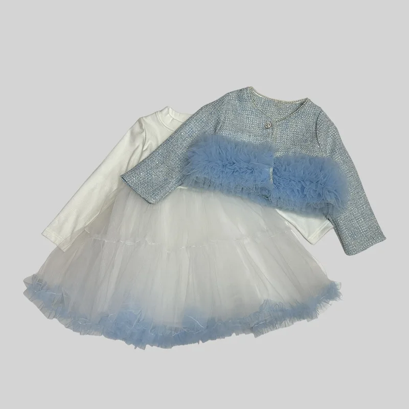 Комплект дрехи за пролет-есен за момичета 2023, Красиви костюми от 2 теми, дантелени якета + рокля-пакетче, Бебешки Дрехи за принцеса рожден Ден . ' - ' . 5