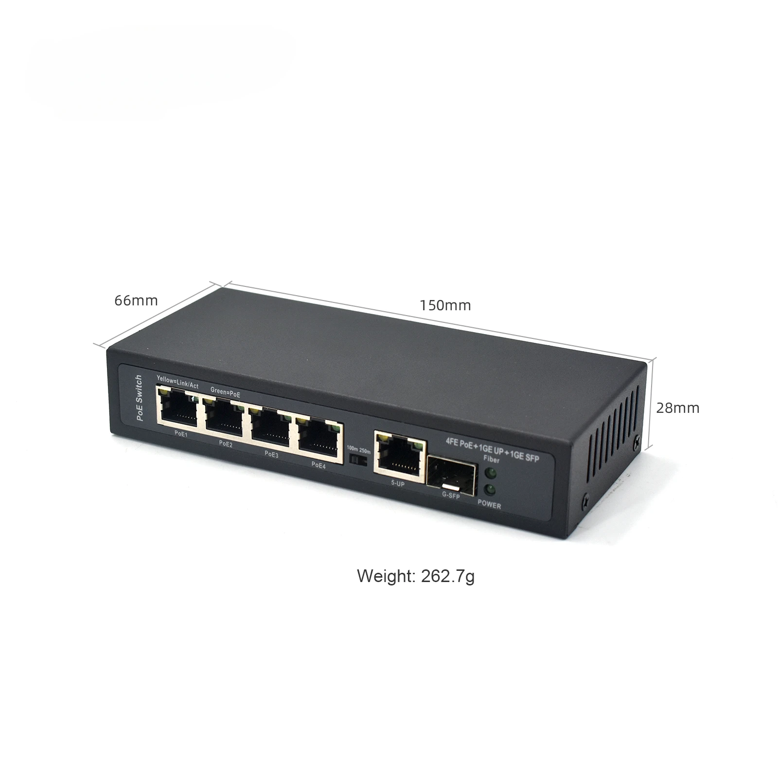 Gigabit медиаконвертер SFP Fibra Optica с 4 порта POE Ethernet комутатор 10/100 Mbit/s, Външна мощност 65 W . ' - ' . 5