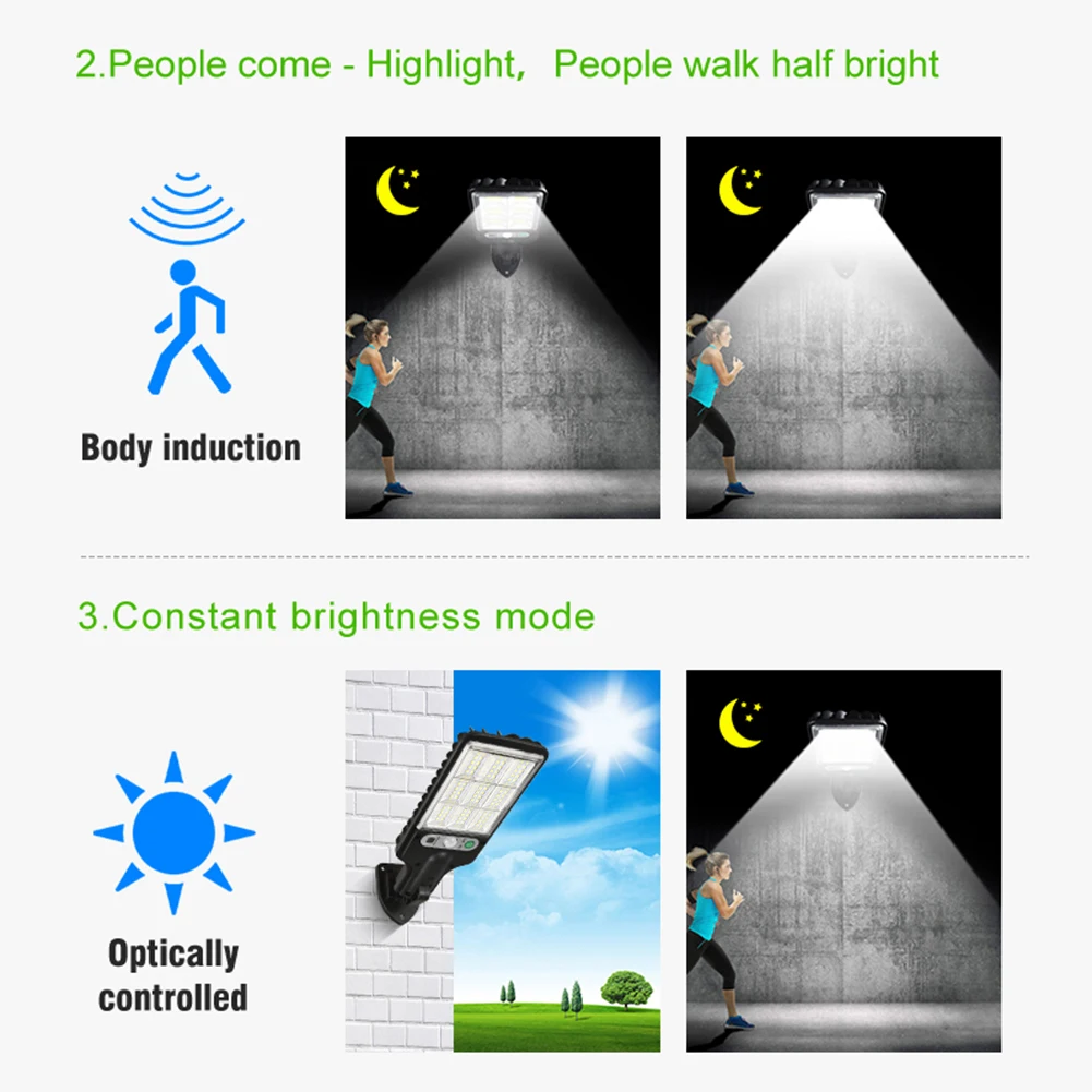 COB Открит Слънчева светлина LED Слънчев Градина, лампа, 3 режима на Водоустойчив Сензор за движение, с монтиран на стената лампа, Гаражни врати, Охранителни светлини за вътрешния двор . ' - ' . 3