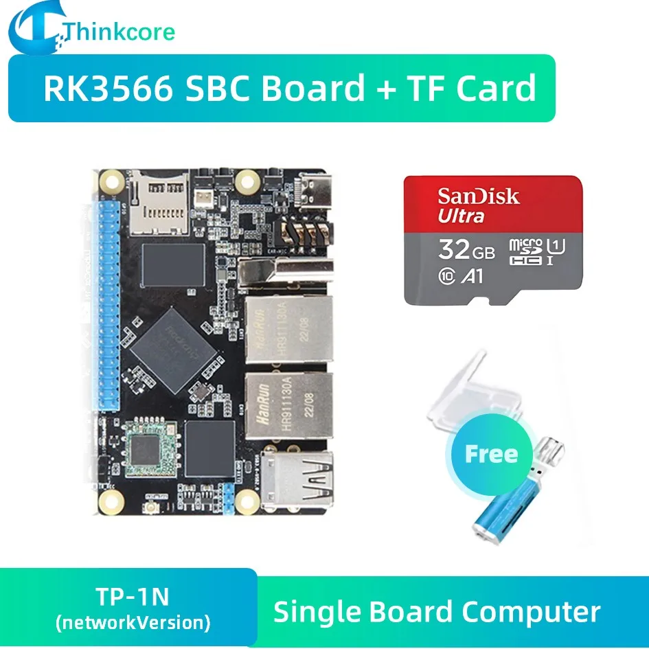 TP-1N Rockchip RK3566 Одноплатная такса за разработване на компютър С tf карта от 32 GB 4G с две гигабитными порта Ethernet Raspberry Pi . ' - ' . 0