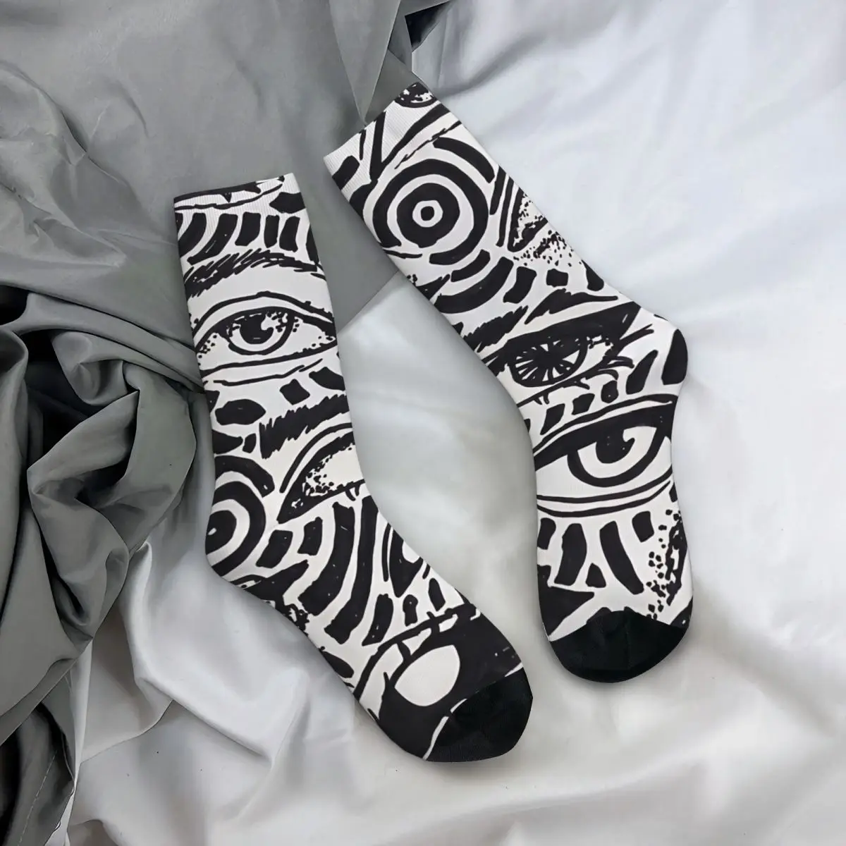 Ретро-Ръчно изработени Очите Арт Мъжки Чорапи с Шарени Очи Унисекс стил Харадзюку с принтом Забавен Экипажный чорап в подарък . ' - ' . 3