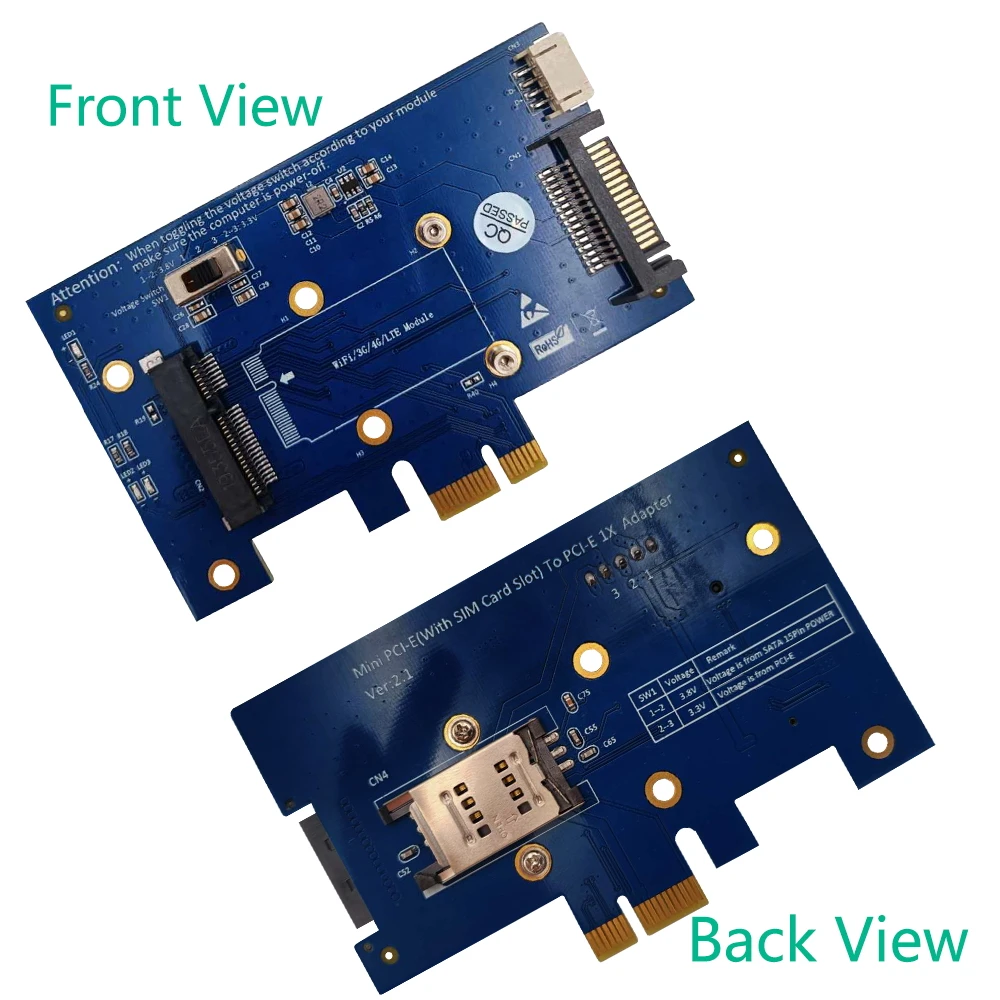 Адаптер Mini PCI-E PCI Express PCI-E 1x със слот за СИМ-карти за Wi-Fi и 3G/4G/LTE-карти . ' - ' . 2