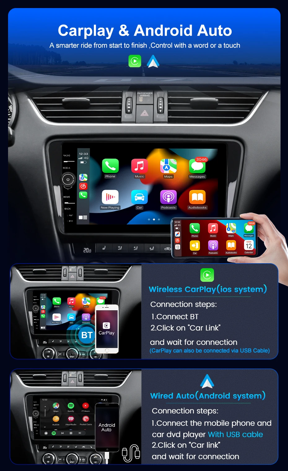 QLED 8G + 128G Android 12 Автомобилен GPS Мултимедиен плеър За Toyota Prius 2009 2010-2015 DSP Стерео радио Безжичен Carplay Всичко в едно . ' - ' . 1