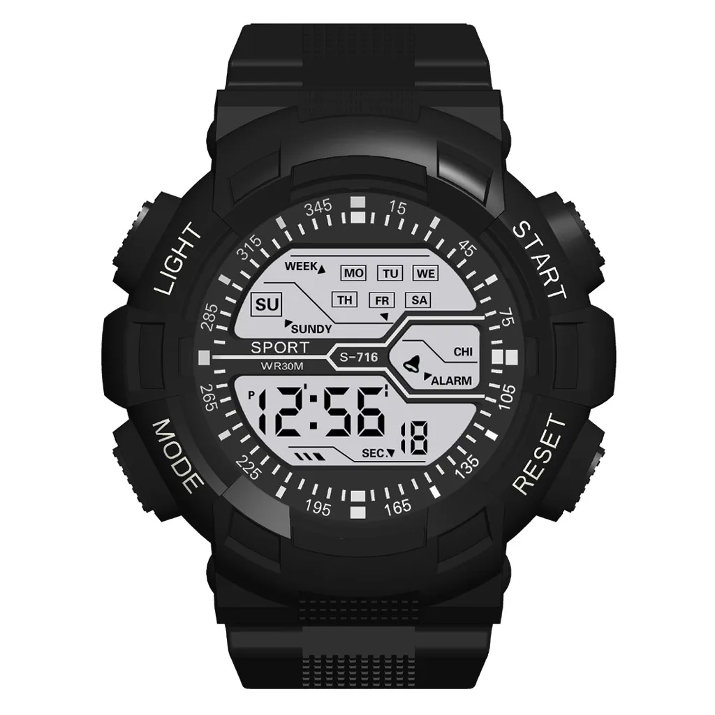 Луксозни Мъжки дигитален часовник с led аларма датата на Многофункционални Спортни Модни семицветные цветни светещи електронни часовници Relogio . ' - ' . 1