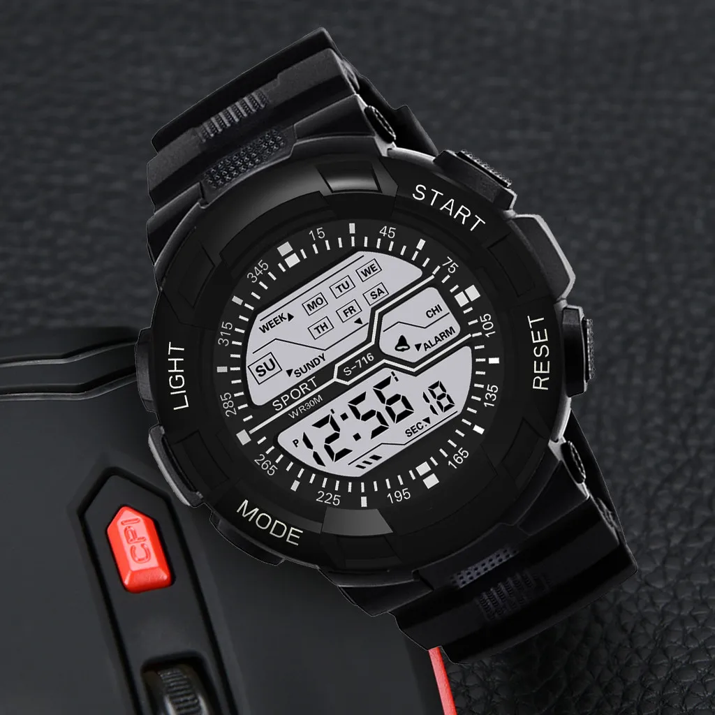 Луксозни Мъжки дигитален часовник с led аларма датата на Многофункционални Спортни Модни семицветные цветни светещи електронни часовници Relogio . ' - ' . 3