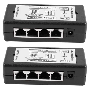 ABGZ-2X 4-port Poe Инжектор Poe Адаптер Ethernet Конектор за захранване от 4.5 (+)/7,8 (-) Вход Dc12v-Dc48v за Ip камери