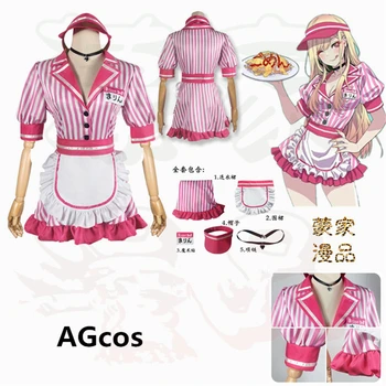 AGCOS My Dress-Up Darling Китагава Марин Сервитьор Червената Мома Cosplay Костюм Китагава Марин Cosplay Рокли В стил Лолита