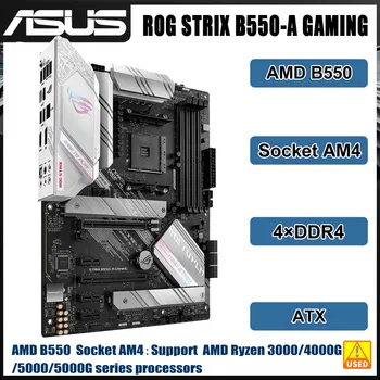 B550 B550M на дънната Платка ASUS ROG STRIX B550-A ИГРИ конектор AM4 USB 3.2 4 × DDR4 128 GB, PCI-E 4.0 2 × M. 2 HDMI ATX