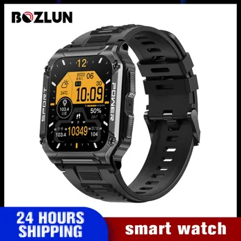 BOZLUN 1,95-инчови умни часовници за гмуркане с Bluetooth-разговори, мъжки Спортни Крачкомер 400 ма, монитор на сърдечната честота, умни часовници за Android и ios