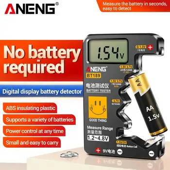 BT189 ANENG Дигитален Тестер за батерии с LCD дисплей AA AAA 9V 1,5 V 3V Бутон за Проверка на капацитета на батерията Анализатор на натоварването