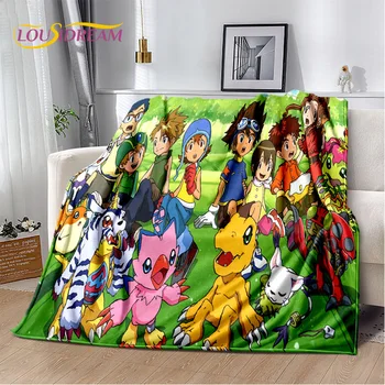Cartoony Digimon Adventure Monster, меко плюшевое одеяло, фланелевое одеяло, Покривка за хол, спалня, покривка за дивана, Детско
