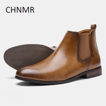 CHNMR/Мъжки Официални Ботильоны С Остри Пръсти, Бизнес Ежедневни Кожени Обувки Каучук Голям Размер, Дизайнерски Удобни Обувки 