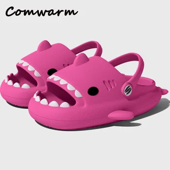 Comwarm/ Чехли с анимационни акула За жени, Модни сандали с акули, Мъжки чехли на платформа, Дамски джапанки 2023, Летни плажни пързалки за двойки