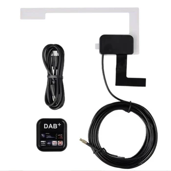 DAB + Цифров радио в автомобилната антена, радио-тунер, USB-усилвател, цифров DAB + адаптер, тунер за автомобилни радиоприемници Android