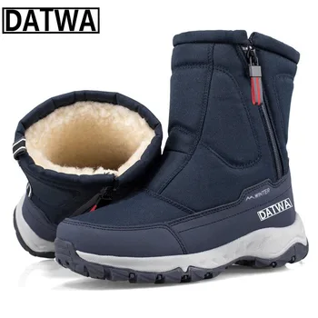 Datwa Зимни дебела топла Плюс кадифе устойчива на плъзгане обувки за риболов, Мъжки Спортни ски водоустойчив Лека туризъм обувки