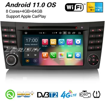 Erisin 8-Ядрен Android 11,0 DAB + Кола стерео CarPlay Navi WiFi BT DSP ГУМИТЕ OBD2 GPS За Mercedes-Benz E/CLS/G Class W211 W219 8180