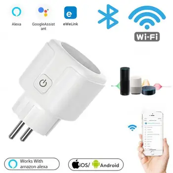 eWeLink Умен изход 20A EU WiFi Smart Plug Приложение за Дистанционно управление на Умен Дом Следене на захранването, Справяне с Алекса Google Assistant