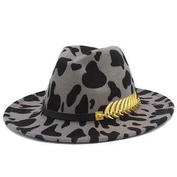 Fedora шапки за жени мъже вълна крави кожена шапка в ковбойском крави шапка дерби Джаз шапка мека мъжка шапка шапки навийте ръба на вентилатора фетровых шапки