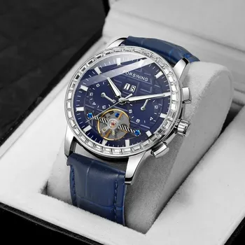 Forsining 410 Автоматични часовници, Водоустойчиви часовници с бриллиантовым Турбийоном, дата на седмица, мъжки Ръчен часовник Луксозна марка, механични