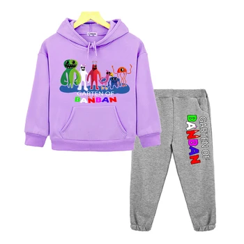 Garten of Banban/Бебешки комплекти с качулка за момчета и момичета, Руното hoody с качулка в стил аниме, детски бутикови дрехи, пуловер y2k, детски костюм