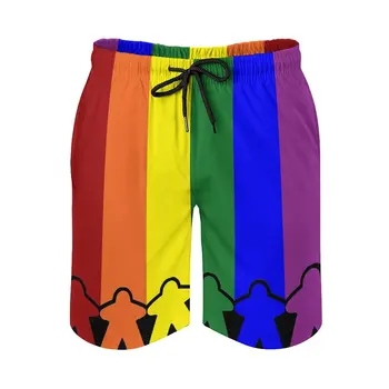 Gay Pride (Minimal Meeple Edition) Аниме Плажно Облекло с Регулируем Шнурком Дишащи бързо съхнещи Мъжки плажни шорти Ежедневните Свободни