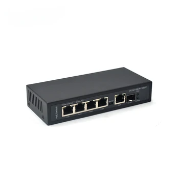 Gigabit медиаконвертер SFP Fibra Optica с 4 порта POE Ethernet комутатор 10/100 Mbit/s, Външна мощност 65 W