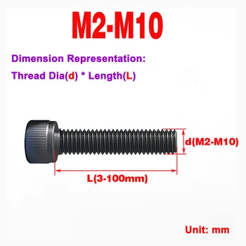 High-performance черно винт от легирана стомана марка 12,9 с шестоъгълни глави /болт с цилиндрична глава M4M5M6