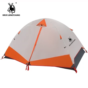 HLY 2Persons Двупластова алуминиева палатка със защита от вятър и дъжд, Професионален Открит Къмпинг, Преносим Туризъм в Планината