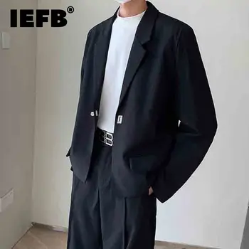 IEFB, тънки мъжки Блейзери, висококачествен метален костюм с една пуговицей, красива улица кратък яке в корейски стил, Ежедневни връхни дрехи 9C2118