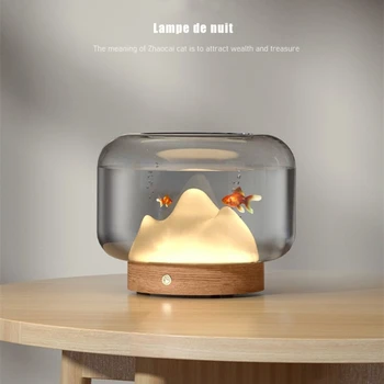 Lampu gunung salju untuk akuarium kaca tebal akuarium ikan Mini mangkuk ikan tangki terarium kecil mangkuk dekorasi hewan