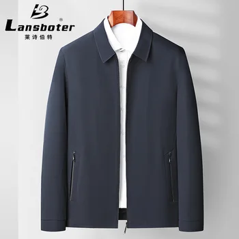Lansboter/ черна пролет-есен нова сако с ревери, мъжко однотонное универсално коварен ежедневното палто на средна възраст