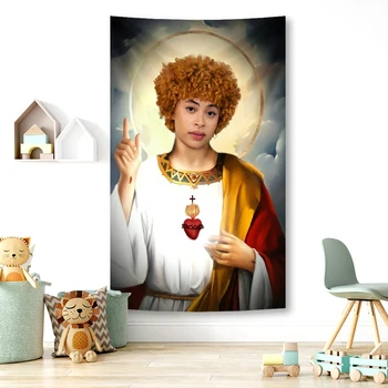 Lce Икона подправки Исус забавен гоблен естетически украса спални стенен материал от полиестер домашен фон