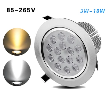 Led Лампа Super Bright-Вградени Тавана лампа от 3 W, 5 W, 7 W, 9 W, 12 W, 15 W, 18 W, Точков Лампа, Панел, Лампа За Осветление дома AC85V-265V