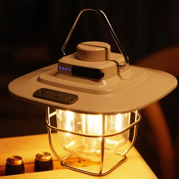 Led лампа Type-c, Зареждане, Ретро Декоративни Висящи лампи, Индикатор за зареждане на батерията с плетене на една кука, Димиране за външно оборудване