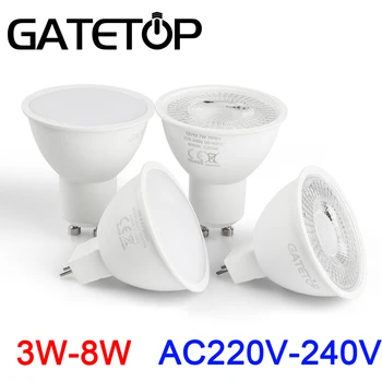 Led прожектор GU10 GU5.3 AC220V висока светоотдачи, без трептене, топло бяла светлина 3 W-8 W, може да се замени галогенную лампа с мощност 20 W 50 W