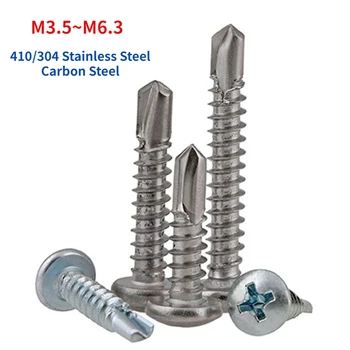 M3.5 ~ M6.3 Самонарезающий винт от неръждаема стомана Phillips/Въглеродна стомана С дърворезба, Самонарезающий винт с Плоска глава, Самонарезающий Болт